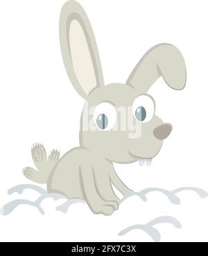 Illustration vectorielle d'un joli lapin dans la neige Illustration de Vecteur