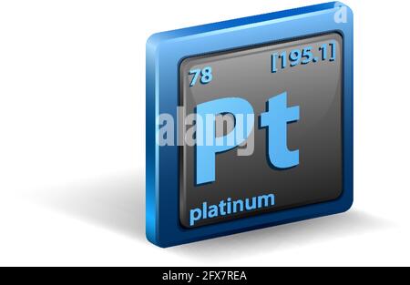 Élément chimique en platine. Symbole chimique avec numéro atomique et masse atomique. Illustration Illustration de Vecteur