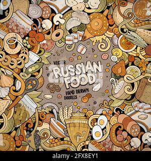 Dessin animé vecteur griffeaux cadre alimentaire russe Illustration de Vecteur