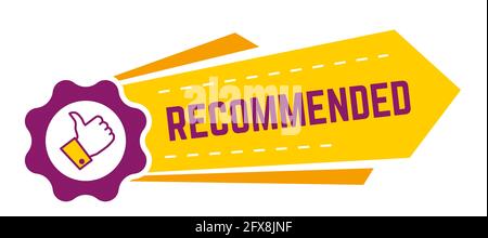 Bannière recommandée avec le pouce vers le haut et l'icône en forme d'engrenage Illustration de Vecteur