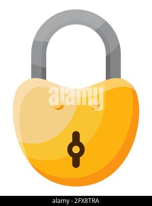 Cadenas avec trou de serrure. Objet vintage de style dessin animé. Illustration de Vecteur