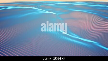 Composition de pistes lumineuses bleues d'informations sur le maillage orange arrière-plan Banque D'Images