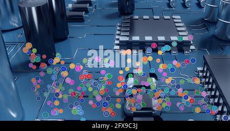 Composition du réseau d'icônes numériques sur le processeur de l'ordinateur Banque D'Images