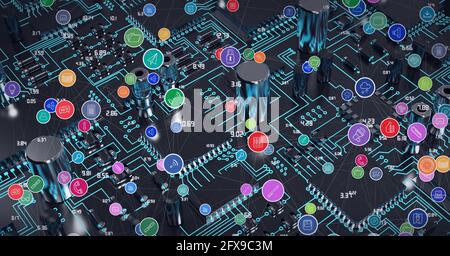 Composition du réseau d'icônes numériques sur le processeur de l'ordinateur Banque D'Images