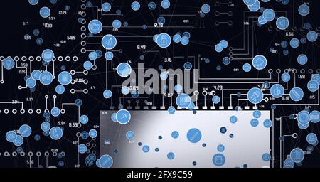 Composition du réseau d'icônes numériques sur le processeur de l'ordinateur Banque D'Images