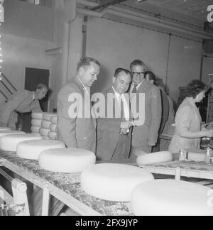 Le ministre brésilien de l'Agriculture aux pays-Bas, M. Mario Meneghetti, visite l'usine laitière de producent à Gouda, le 13 août 1958, ministres, pays-Bas, agence de presse du xxe siècle photo, nouvelles à retenir, documentaire, photographie historique 1945-1990, histoires visuelles, L'histoire humaine du XXe siècle, immortaliser des moments dans le temps Banque D'Images