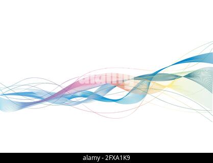 Résumé coloré Line Wave Background, abstrait espace polygonal faible poly sombre fond avec des points et des lignes de connexion structure Futurist Banque D'Images