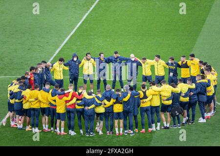 Gdansk, Pologne. 25 mai 2021. L'équipe des FC Villareal pendant la séance d'entraînement officielle un jour avant le match final 2021 de l'UEFA Europa League entre Villarreal CF et Manchester United à l'aréna Gdansk. Crédit : SOPA Images Limited/Alamy Live News Banque D'Images