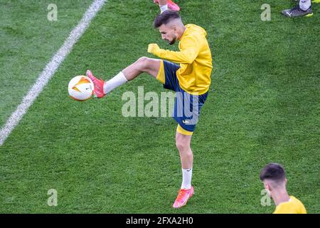 Gdansk, Pologne. 25 mai 2021. Joueur de Villarreal CF en action pendant la session d'entraînement officielle un jour avant le match final 2021 de l'UEFA Europa League entre Villarreal CF et Manchester United à Gdansk Arena. (Photo de Mikolaj Barbanell/SOPA Images/Sipa USA) crédit: SIPA USA/Alay Live News Banque D'Images