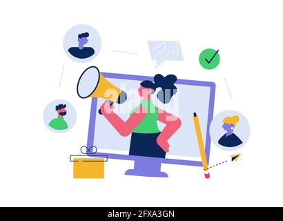 Programme de fidélisation des amis et stratégie de marketing de réseau Illustration de Vecteur