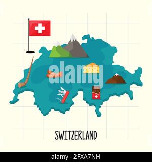 carte de la suisse avec les monuments Illustration de Vecteur