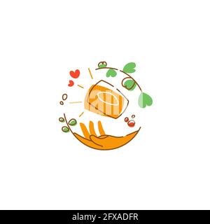 Produits de boulangerie maison avec logo vert Illustration de Vecteur