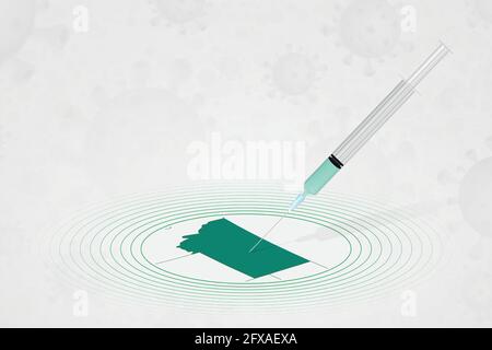 Montana concept de vaccination, injection de vaccin dans la carte du Montana. Vaccin et vaccination contre le coronavirus, COVID-19. Modèle vectoriel sur Healthc Illustration de Vecteur