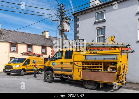 ESB Networks, Irlande, réparation de câbles électriques à Timoleague, West Cork, Irlande. Banque D'Images