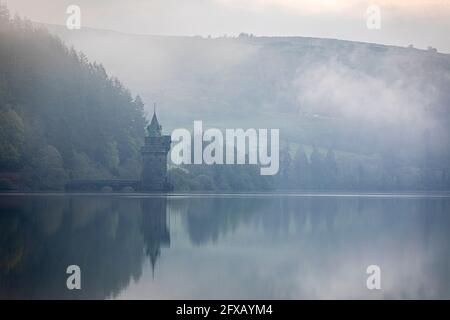 Sping Dawn Misty Morning, Lake Vernwy, Powys, pays de Galles. Banque D'Images