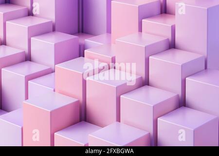 Illustration 3D de cubes roses et violets Banque D'Images