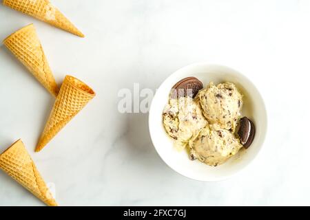 Biscuits et crème glacée Banque D'Images