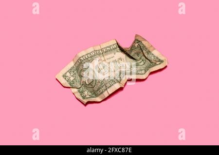 Photo de studio d'un billet d'un dollar froissé Banque D'Images