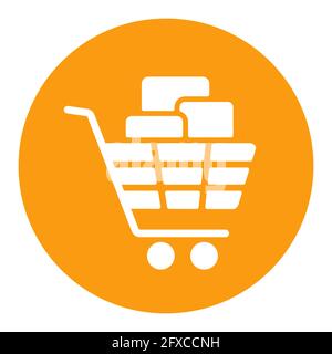 Panier avec cases en forme de glyphe blanc. E-commerce. Symbole graphique pour la conception de votre site Web, votre logo, votre application, votre interface utilisateur. Illustration vectorielle, EPS10. Illustration de Vecteur