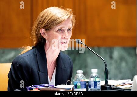 Washington, DC, États-Unis. 26 mai 2021. 26 mai 2021 - Washington, DC, États-Unis: SAMANTHA POWER, Administrateur, Agence des États-Unis pour le développement international, prenant la parole à l'audience du sous-comité du Comité des crédits du Sénat sur les États, les opérations étrangères et les programmes connexes. Crédit : Michael Brochstein/ZUMA Wire/Alay Live News Banque D'Images