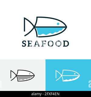 Fish Knife Seafood Restaurant Chef logo simple Illustration de Vecteur