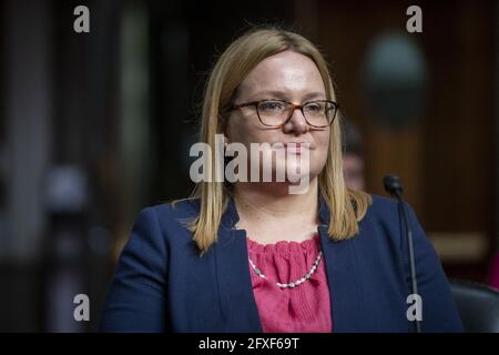 Margaret Irene Strickland, comparaît devant une audience du Comité sénatorial de la magistrature pour sa nomination au poste de juge de district des États-Unis pour le District du Nouveau-Mexique, Département de la Justice, dans le bâtiment Dirksen du Sénat à Washington, DC, Etats-Unis, le mercredi 26 mai, 2021. Photo de Rod Lamkey/CNP/ABACAPRESS.COM Banque D'Images