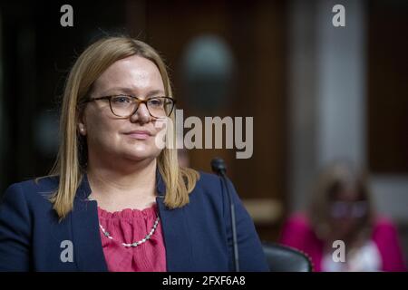 Margaret Irene Strickland, comparaît devant une audience du Comité sénatorial de la magistrature pour sa nomination au poste de juge de district des États-Unis pour le District du Nouveau-Mexique, Département de la Justice, dans le bâtiment Dirksen du Sénat à Washington, DC, Etats-Unis, le mercredi 26 mai, 2021. Photo de Rod Lamkey/CNP/ABACAPRESS.COM Banque D'Images