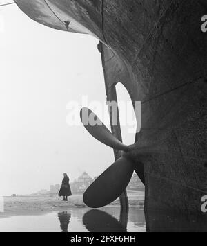 Cargo tunisien Carthage sur la plage de Scheveningen [hélice du navire], 19 février 1953, accidents, expédition, Navires, naufrages, pays-Bas, Agence de presse du XXe siècle photo, nouvelles à retenir, documentaire, photographie historique 1945-1990, histoires visuelles, L'histoire humaine du XXe siècle, immortaliser des moments dans le temps Banque D'Images