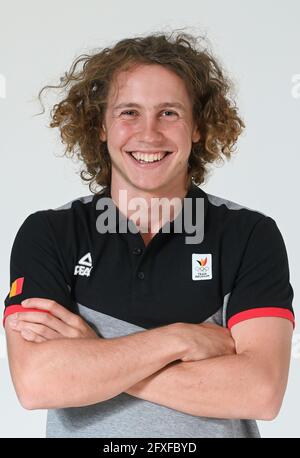 Le skieur belge Sam Maes photographié lors d'un camp d'entraînement organisé par le Comité olympique belge BOIC - COIB, avec des athlètes visant à se qualifier pour le Banque D'Images