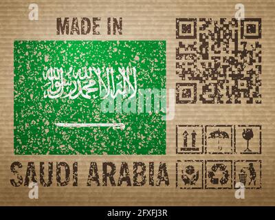 Carton fabriqué en Arabie Saoudite, fond texturé. Illustration vectorielle. Illustration de Vecteur