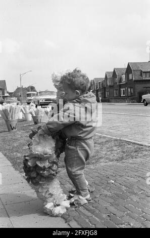 Michel, âgé de deux ans, vend dans le stand de fleurs du père, le 10 mai 1962, fleurs, pays-Bas, agence de presse du xxe siècle photo, nouvelles à retenir, documentaire, photographie historique 1945-1990, histoires visuelles, L'histoire humaine du XXe siècle, immortaliser des moments dans le temps Banque D'Images
