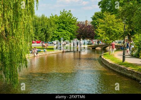 Rivière Windrush, Bourton-on-the-water, Gloucestershire, Angleterre Banque D'Images