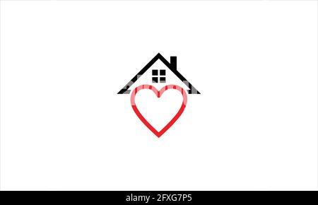 Icône simple de la maison avec coeur logo design vecteur illustration Illustration de Vecteur