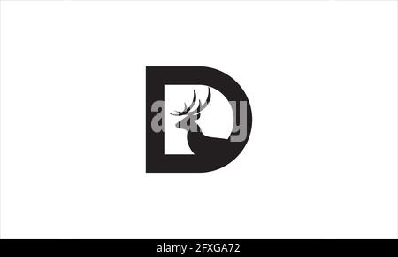 Lettre D pour logo cerf style art style minimaliste simple illustration du vecteur d'icône deer Illustration de Vecteur