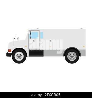 Vue latérale du camion blindé. Véhicule utilitaire de sécurité. Illustration vectorielle isolée. Illustration de Vecteur