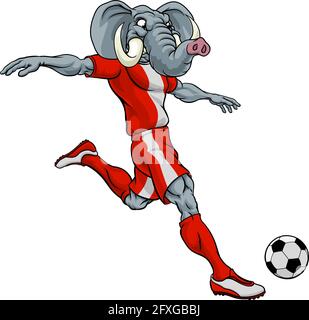 Joueur de football soccer éléphant Mascotte Sports Illustration de Vecteur