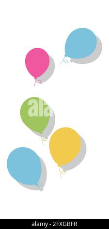 Bouquet de ballons en cartoon style plat isolé sur fond blanc. Illustration de Vecteur