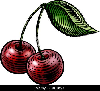 Illustration de la coupe de bois Vintage Cherry Berry Illustration de Vecteur