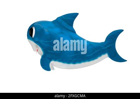 Joli petit requin dessin animé. rendu 3d Banque D'Images