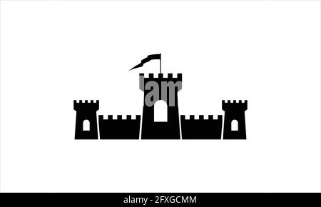 Logo de l'icône Castle Tower isolé sur fond blanc vectoriel illustration du modèle Illustration de Vecteur