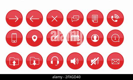 Jeu d'icônes Web. Ensemble d'illustrations simples rouges et blanches pour un site Web Illustration de Vecteur