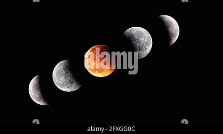 Shijiazhuang, Shijiazhuang, Chine. 27 mai 2021. Le 26 mai 2021, Shijiazhuang, Hebei, une éclipse lunaire totale de la super lune. Crédit : SIPA Asia/ZUMA Wire/Alay Live News Banque D'Images