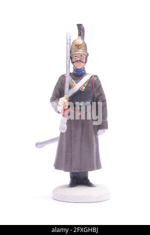 Militaire en étain officier non commandant du régiment des gardiens de la vie Cuirassier De sa Majesté isolé sur blanc Banque D'Images