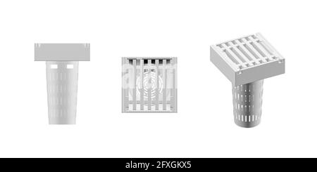 Maquette de trou d'homme rectangulaire isolée sur fond blanc - rendu 3d Banque D'Images