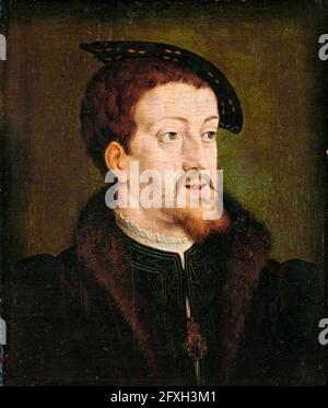 Charles V (1500-1558) Saint empereur romain 1519-1556, portrait après Jan Cornelisz Vermeyen, vers 1530 Banque D'Images