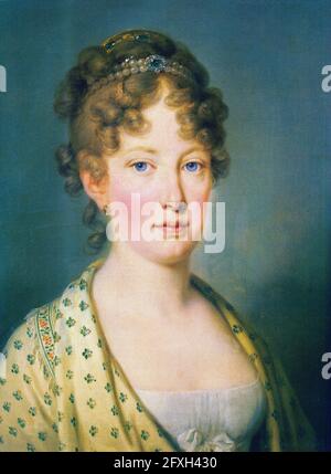 Archiduchesse Maria Leopoldina (1797-1826) plus tard, impératrice consort du Brésil comme épouse de l'empereur Dom Pedro I, portrait peint par Joseph Kreutzinger, 1815 Banque D'Images