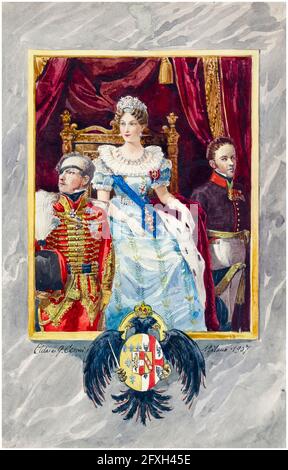 Adam Albert, Comte von Neipperg (1775-1829) et Marie Louise (1791-1847), duchesse de Parme (1814-1847), impératrice des Français (1810-1814), illustration, 1910 Banque D'Images