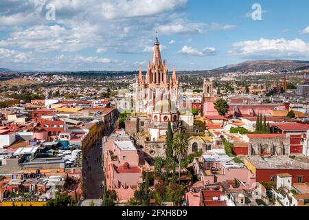 Vue aérienne de San Miguel de Allende à Guanajuato, Mexique. Banque D'Images
