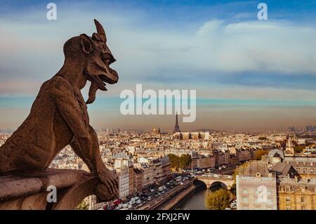 FRANCE, PARIS (75), 4ÈME ARR, CHIMÈRE DE NOTRE-DAME À PARIS Banque D'Images