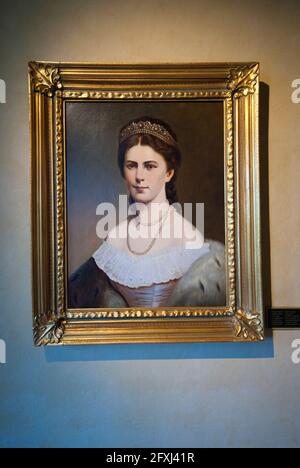 Portrait d'Elisabeth de Bavière impératrice d'Autriche (appelée Sissi), huile sur toile, Touriseum (musée du tourisme), Merano, Trentin-Haut-Adige, Italie Banque D'Images